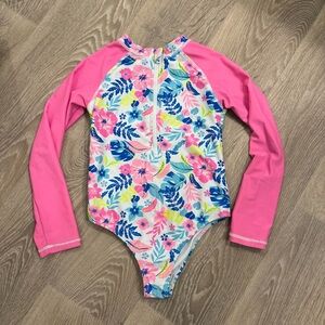 Tommy Bahama Pink and Blue Floral Kids  Rashguard  Size 7 Kids Girls Swim Beach